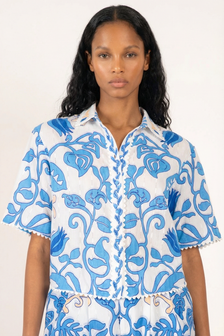 Shirt Java - White Blue Ritual - Poupette St Barth