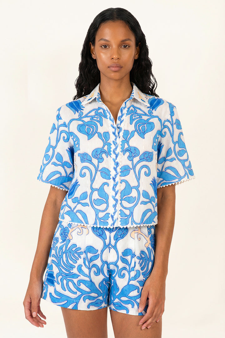 Shirt Java - White Blue Ritual - Poupette St Barth