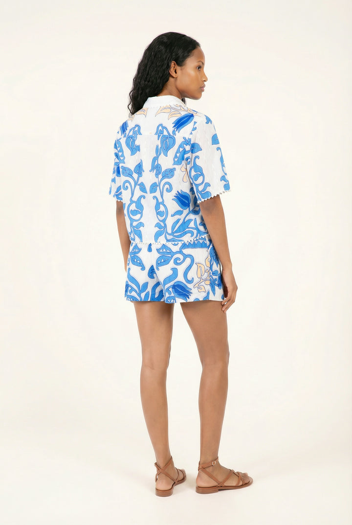 Short Chantal - White Blue Ritual - Poupette St Barth