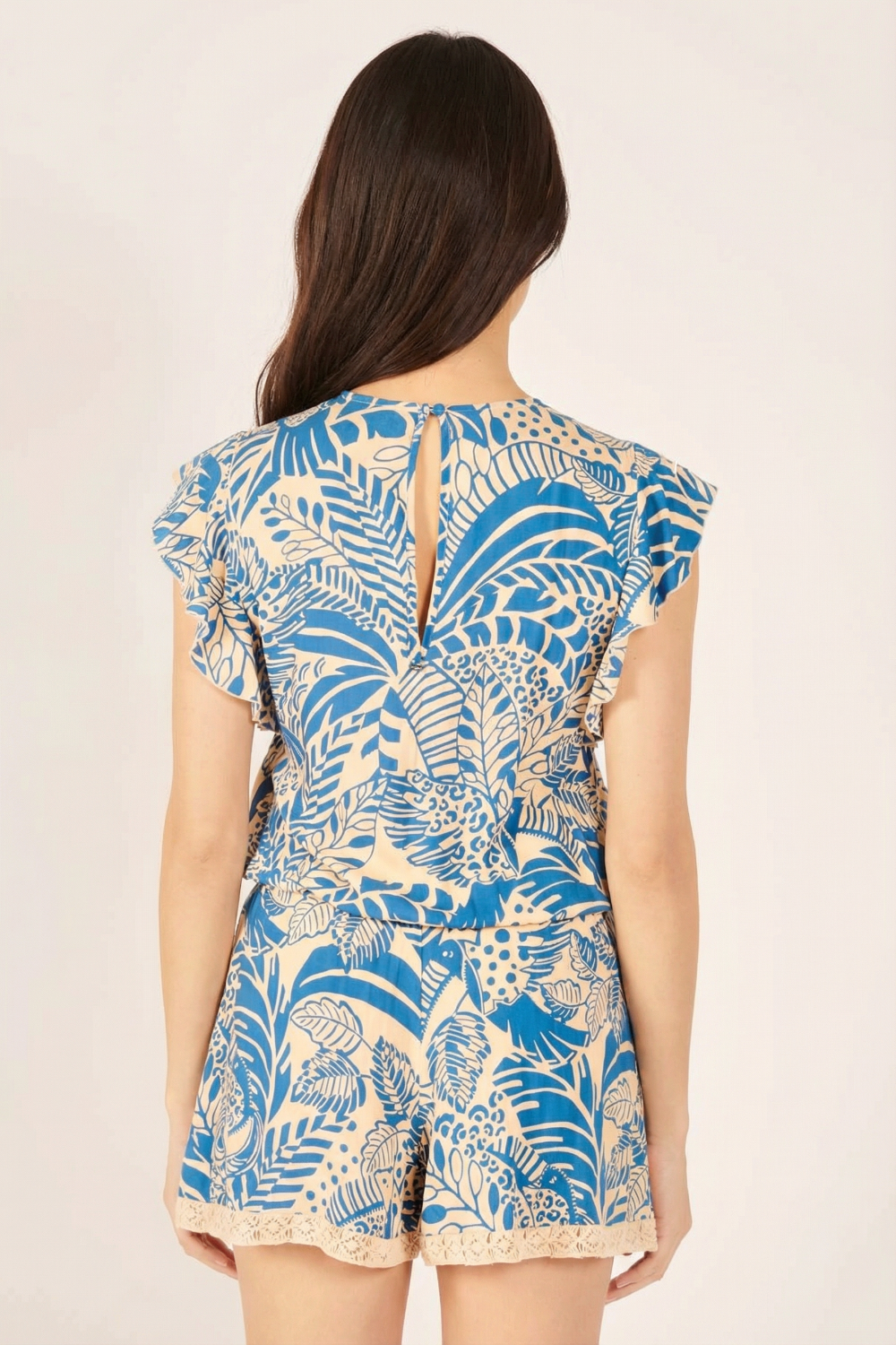 Short Jumpsuit Sasha - Blue Toucan - Poupette St Barth