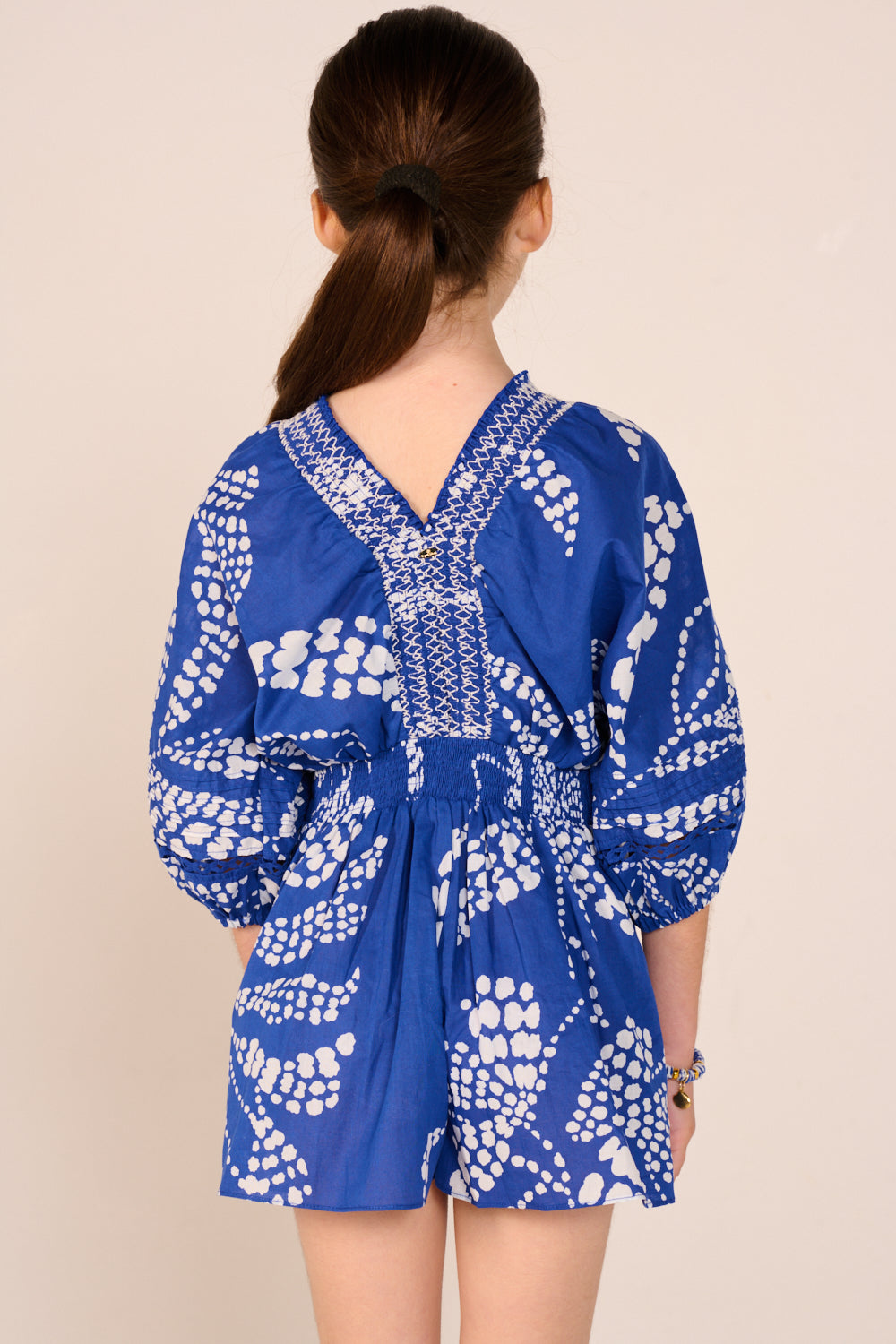 Short Jumpsuit Chantal for girls - Blue Austral - Poupette St Barth