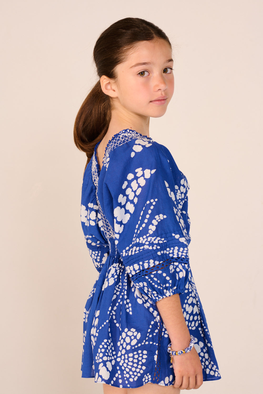 Short Jumpsuit Chantal for girls - Blue Austral - Poupette St Barth