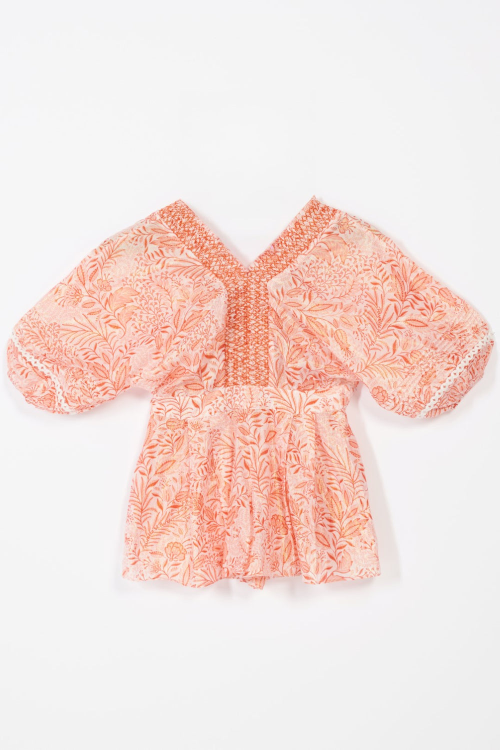 Short Jumpsuit Chantal for girls - Orange Palmarosa - Poupette St Barth
