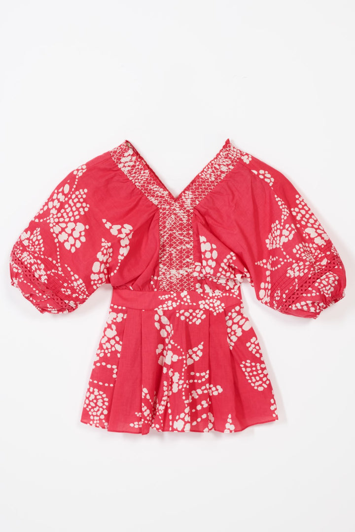 Short Jumpsuit Chantal for girls - Pink Austral - Poupette St Barth