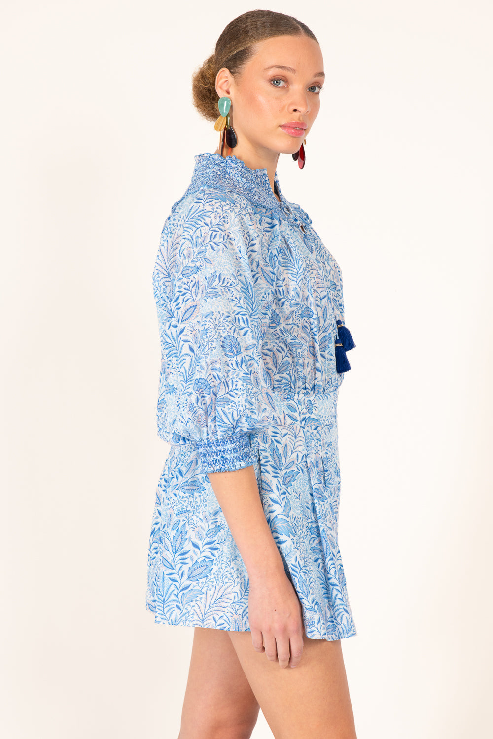 Short Jumpsuit Janna - Blue Palmarosa - Poupette St Barth