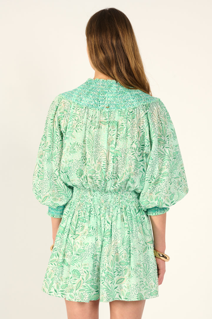 Short Jumpsuit Janna - Green Palmarosa - Poupette St Barth