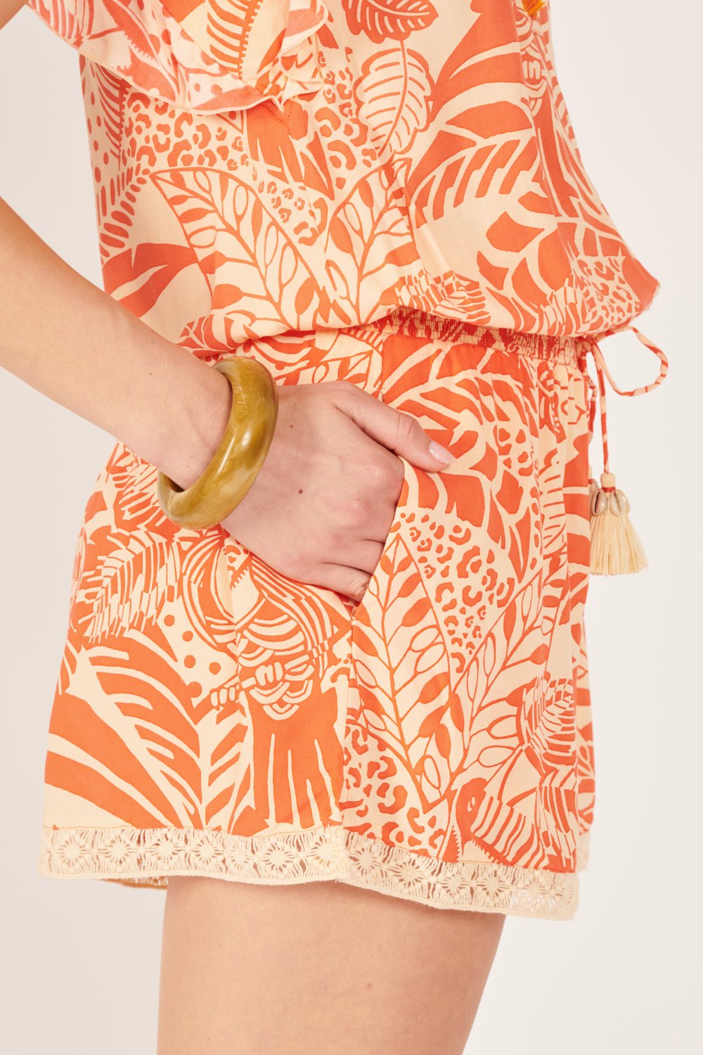 Short Jumpsuit Sasha - Orange Toucan - Poupette St Barth