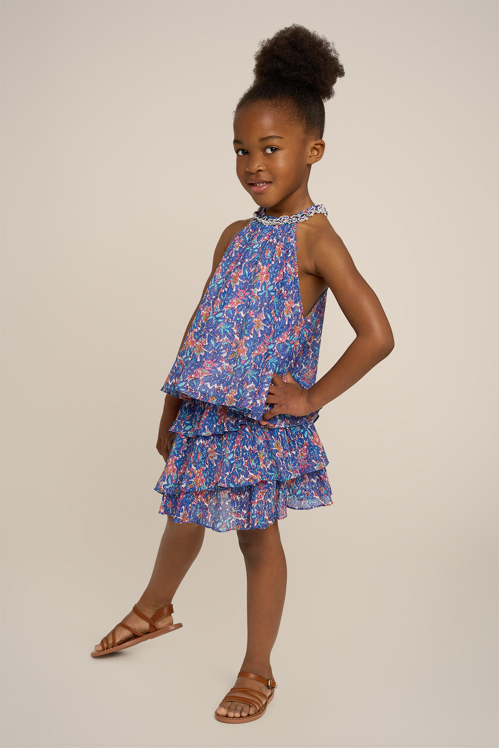 Top Cleo for girls - Blue Tiny Blooms