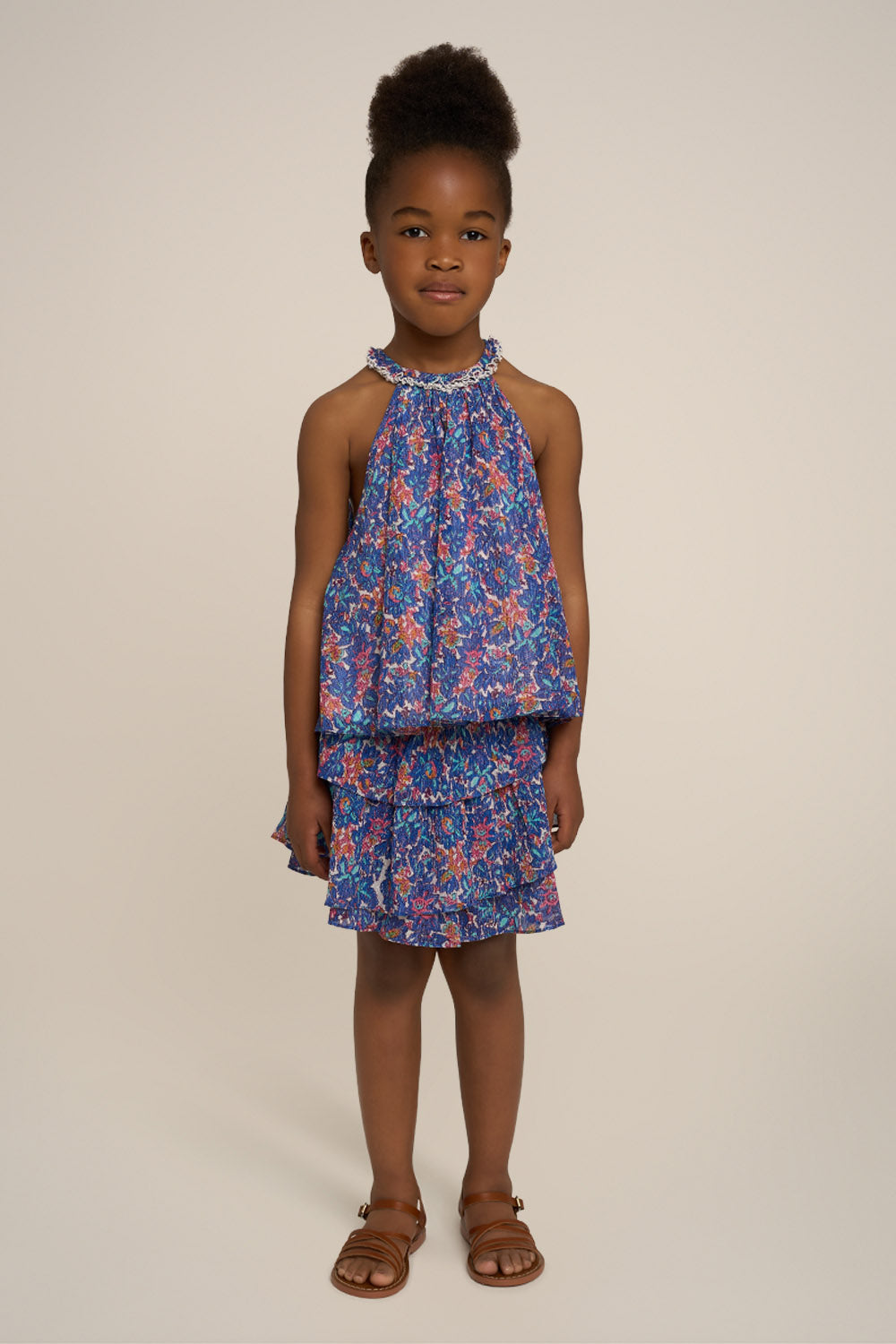 Mini Jupe Lilas pour fille - Blue Tiny Blooms