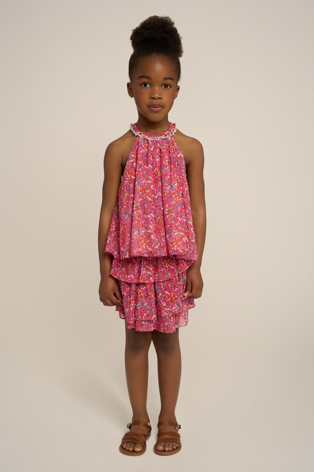 Mini Skirt Lilas for girls - Pink Tiny Blooms