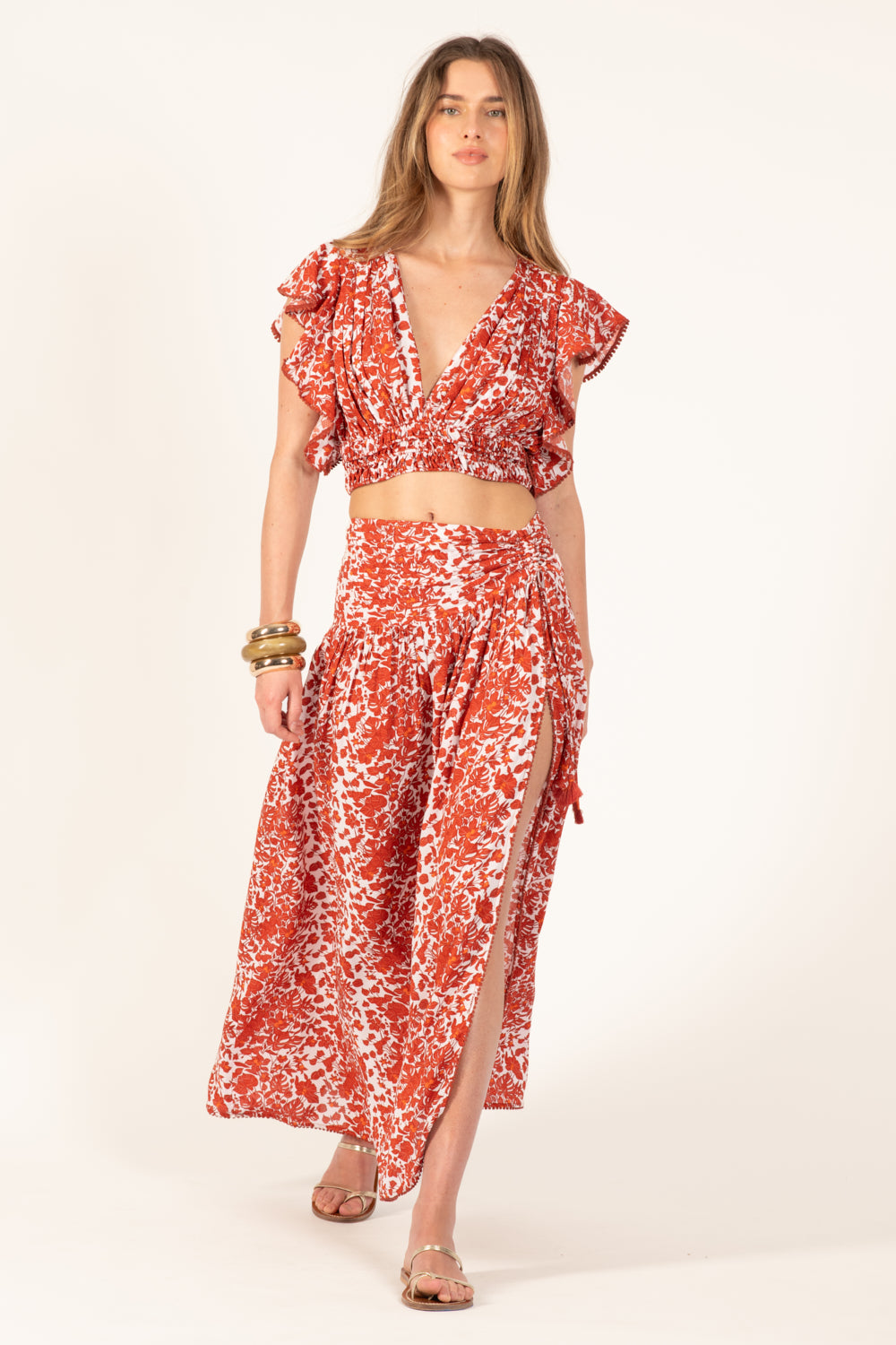 Long Skirt Carla - Paprika Aquaflora - Poupette St Barth