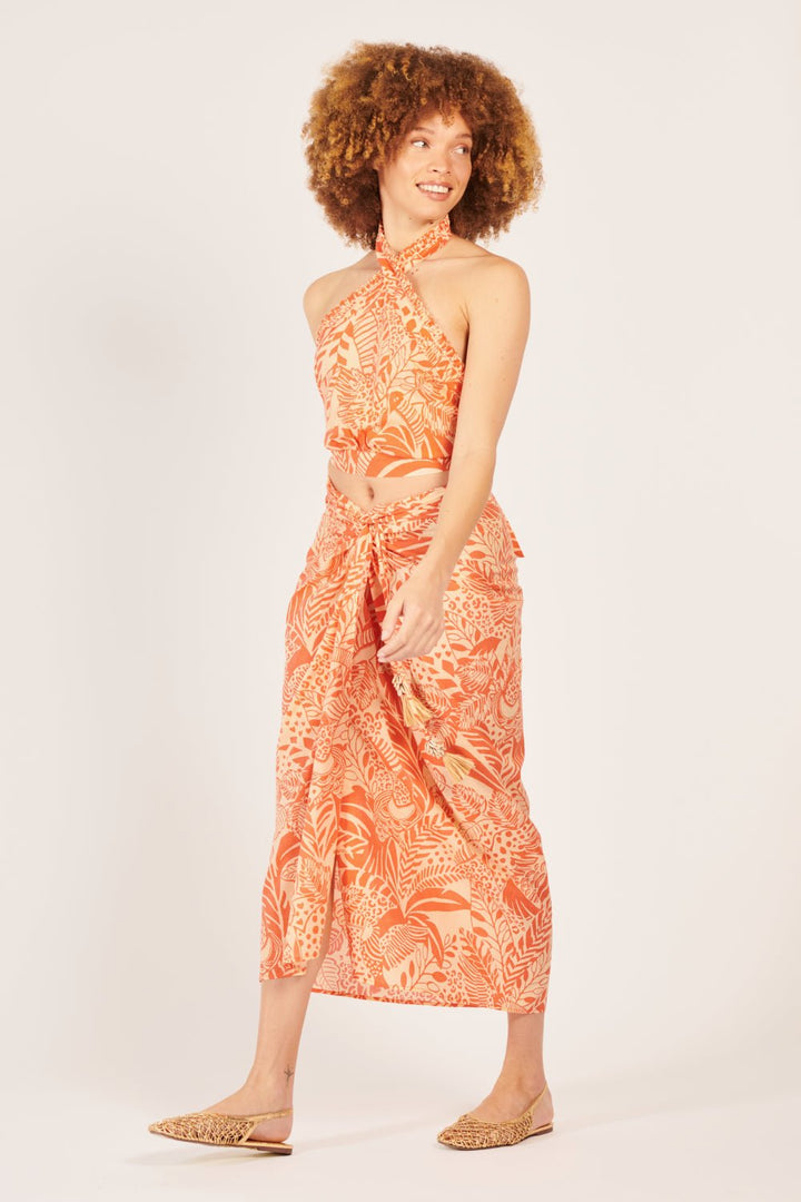 Long Skirt Uma - Orange Toucan