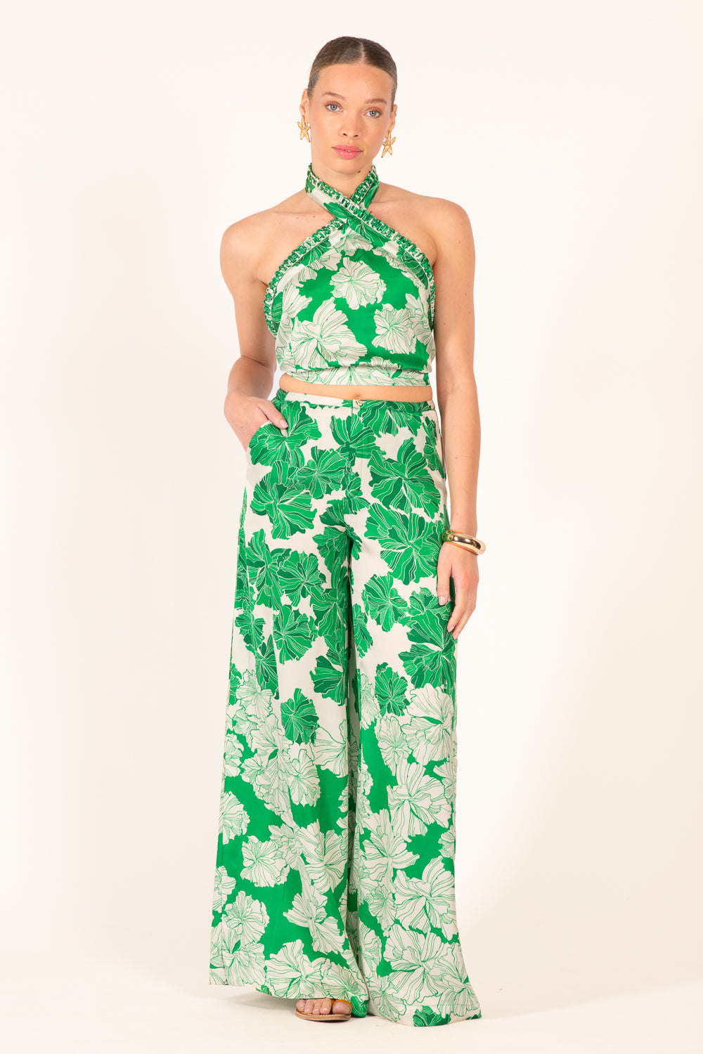 Pant Clea - Green Flower Bunch