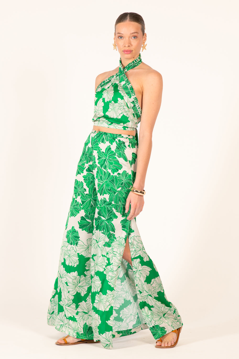 Pant Clea - Green Flower Bunch