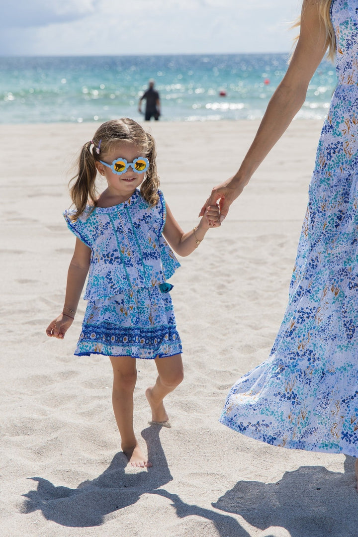 Top Enfant Adeh - White Blue Tulipe