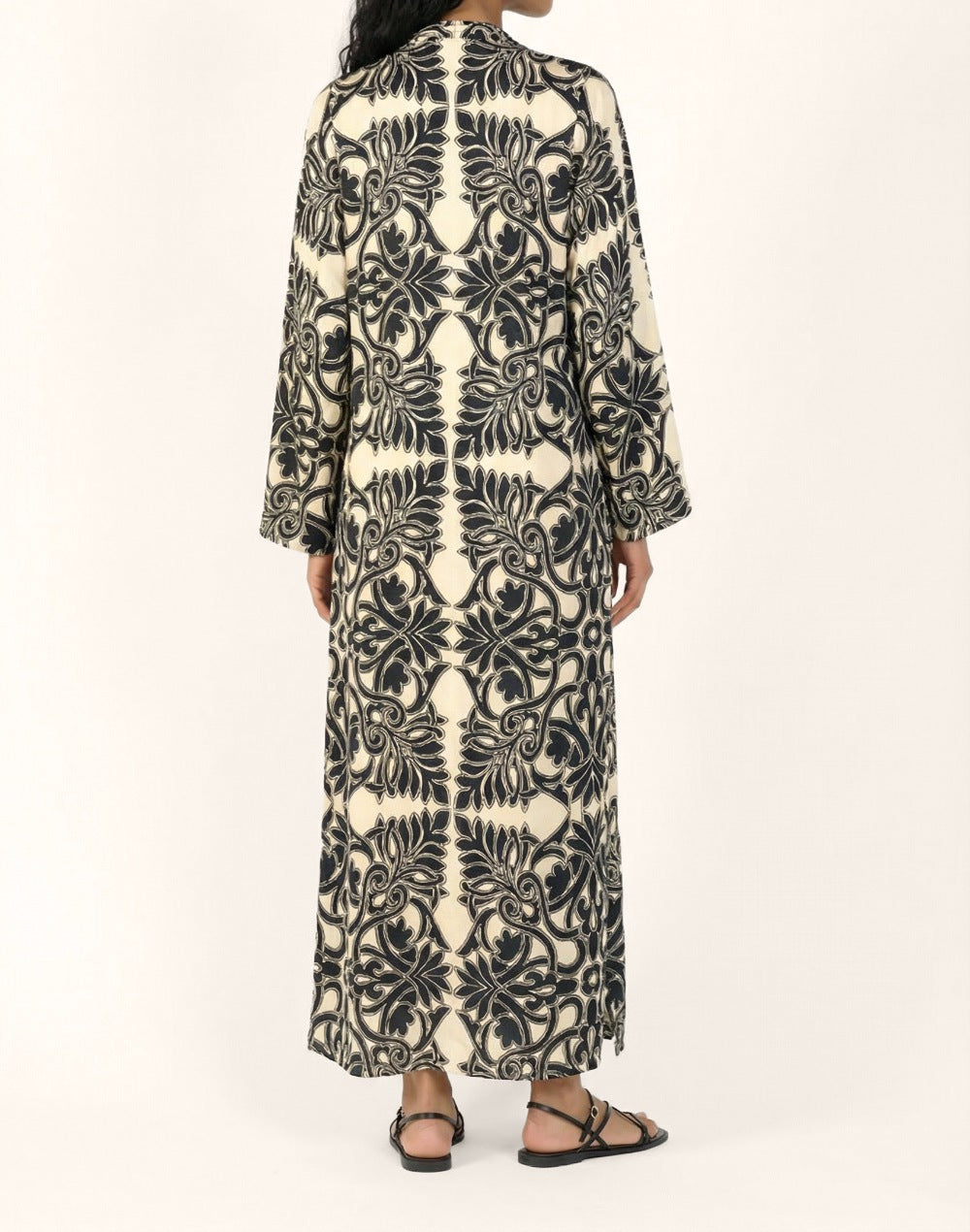 Black viscose satin Kimono Lea cover-up by Poupette St Barth featuring a relaxed fit and elegant design.