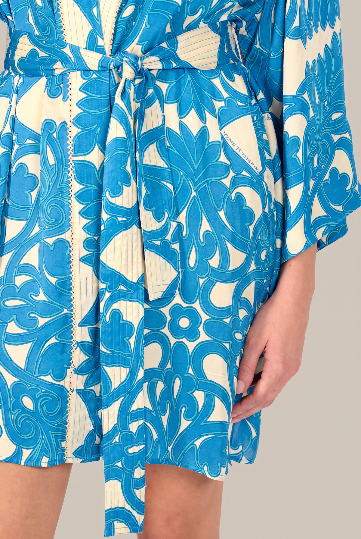 Blue Luna Kimono Cover-Up by Poupette St Barth featuring lightweight fabric and a relaxed fit, perfect for beach or resort wear.
