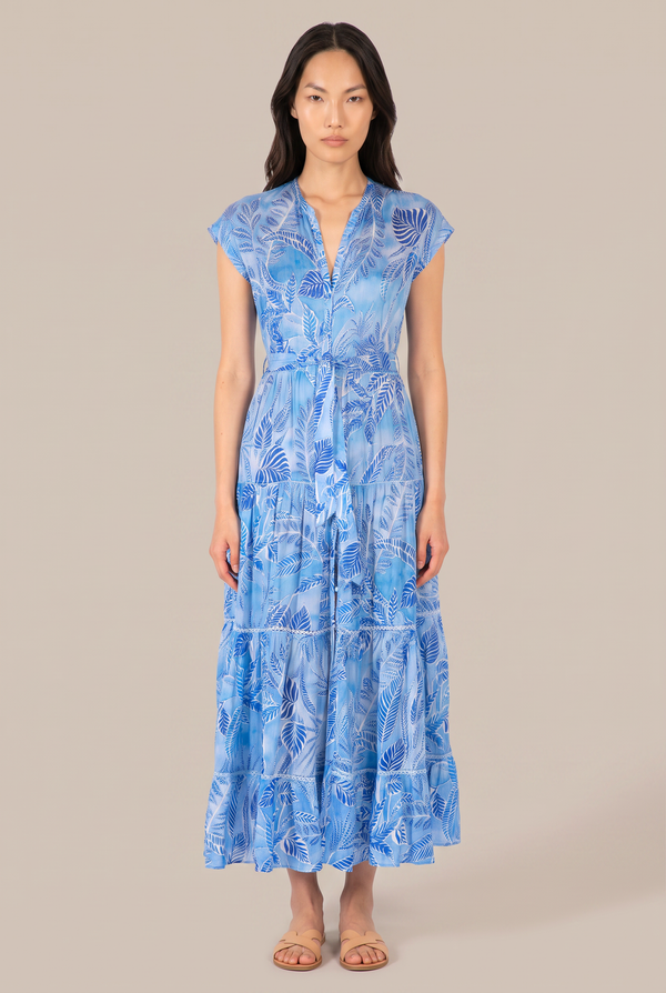 Long Dress Kora - Blue Calathea