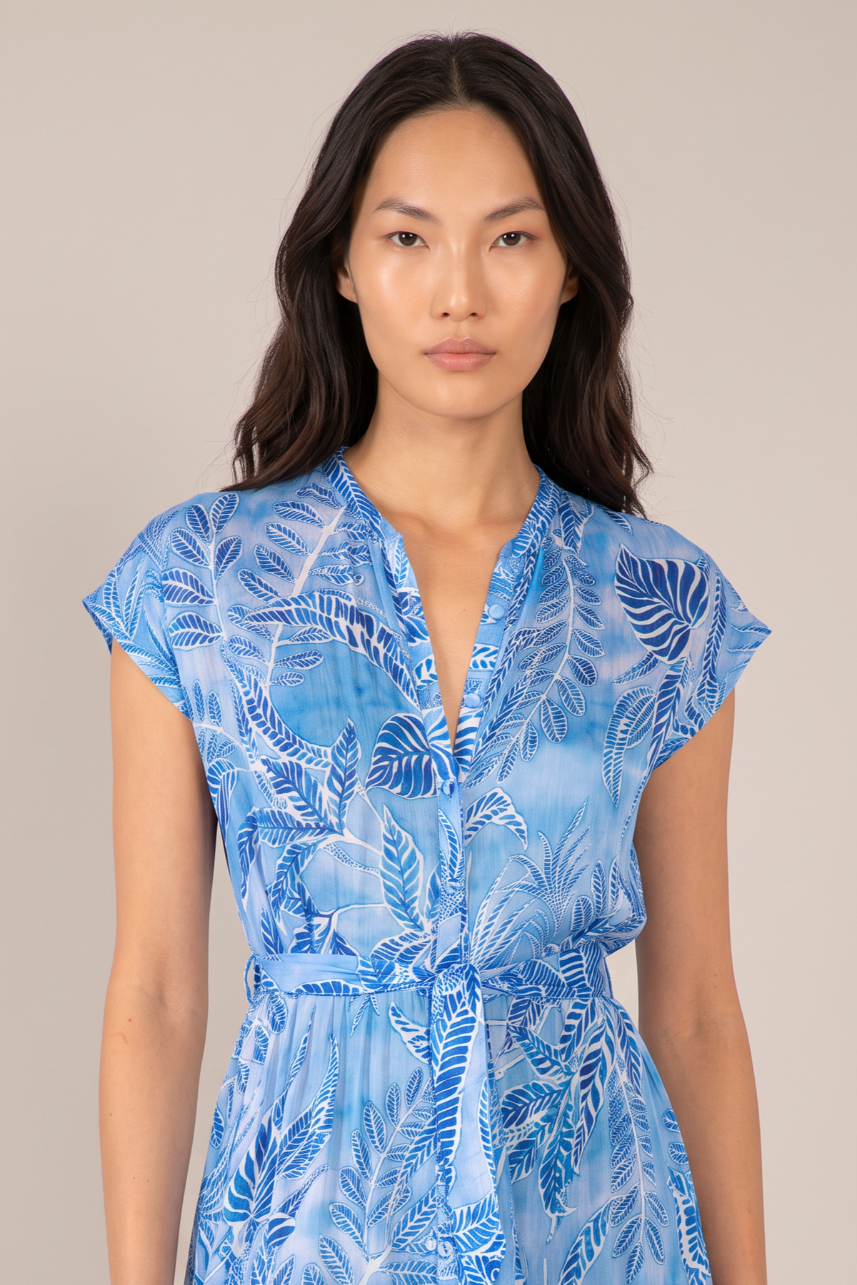 Blue Calathea long dress by Poupette St Barth featuring flowing fabric and a relaxed, elegant fit.