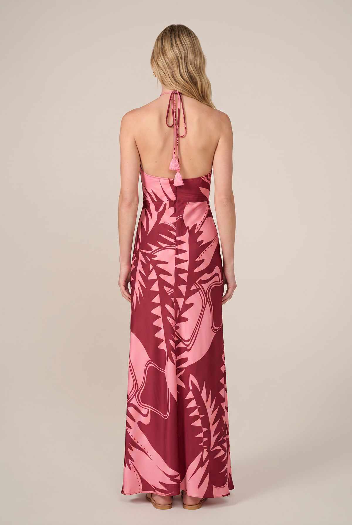 Bordo Oasis long dress – Long Dress Stella by Poupette St Barth, full-length back view with open back