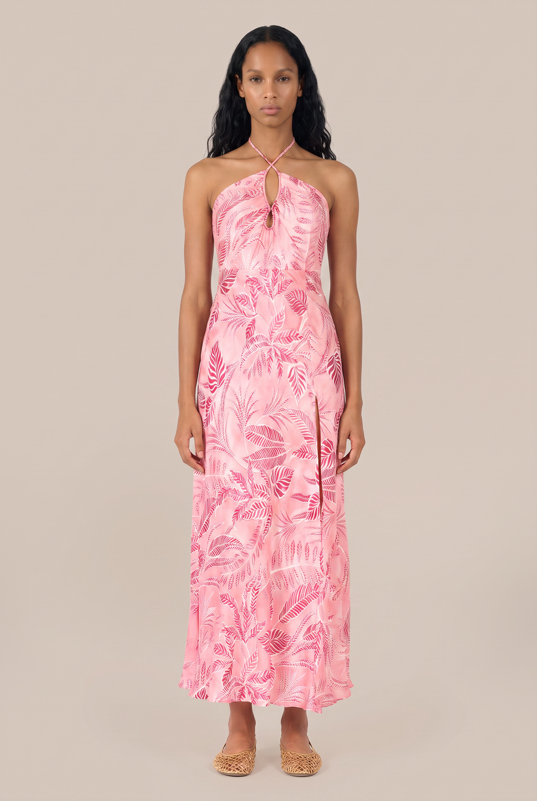 Long Dress Stella - Pink Calathea | Poupette St Barth