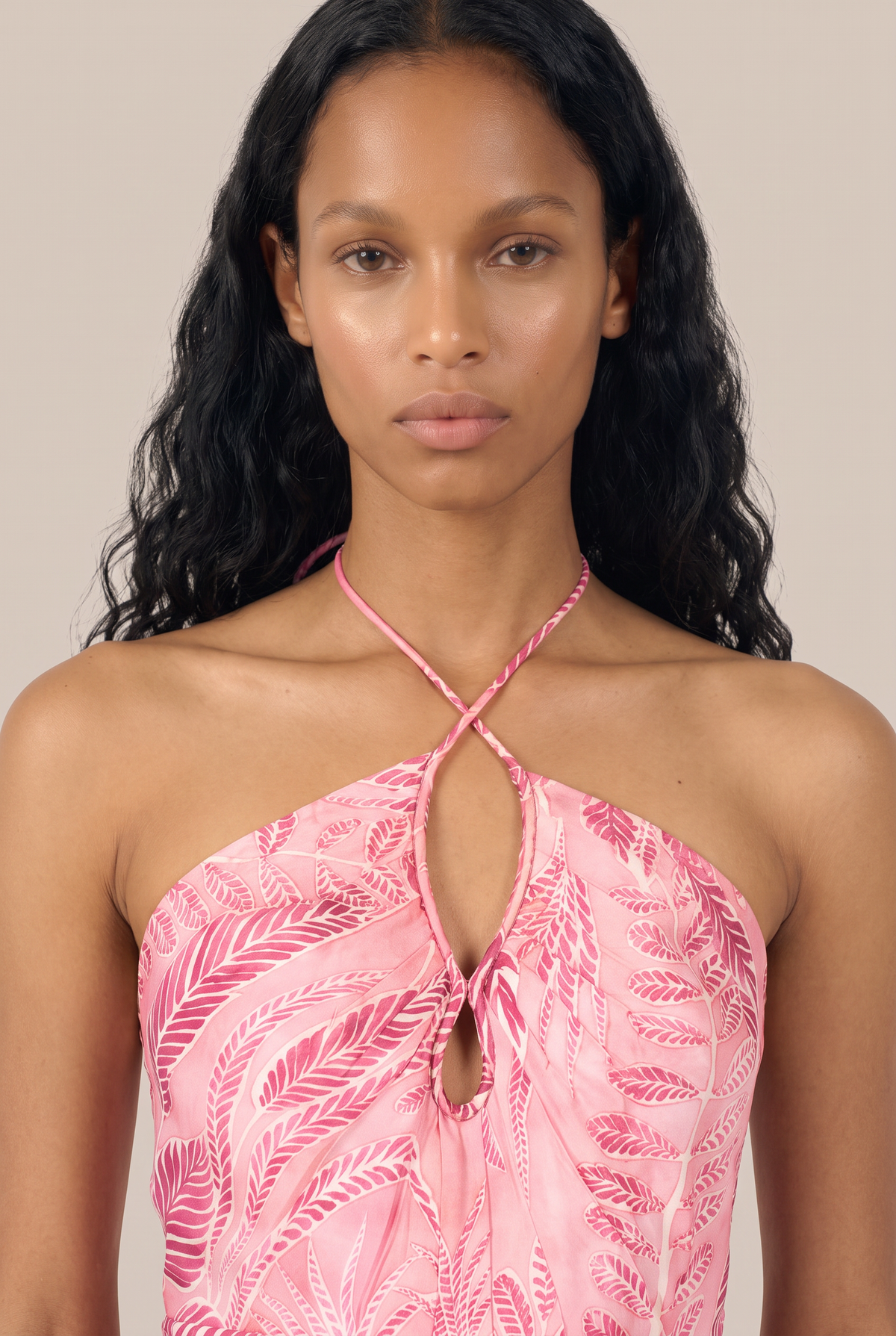 Long Dress Stella - Pink Calathea | Poupette St Barth
