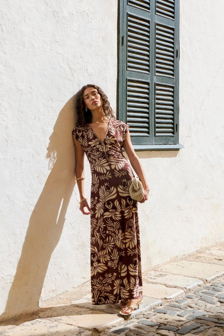 Long Dresses - Long Dress Nova Brown Kerylos, Poupette St Barth
