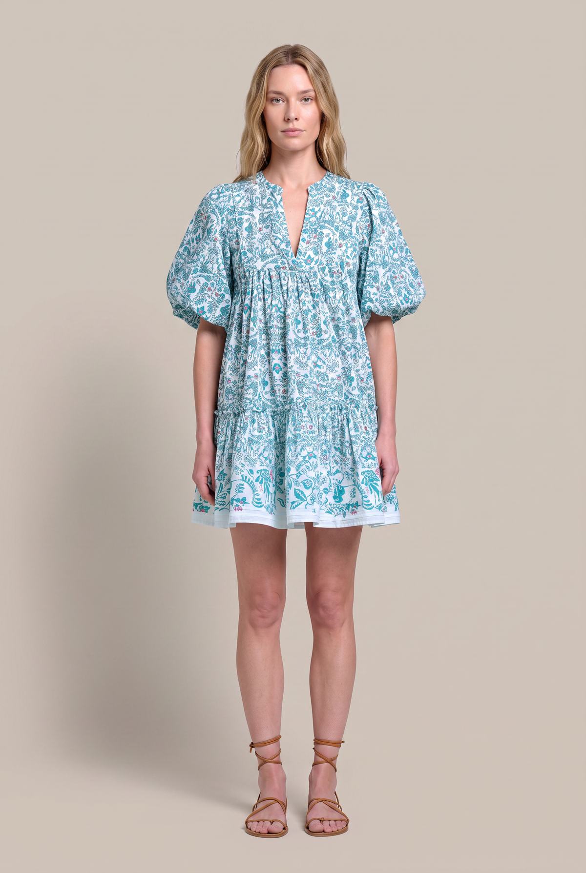 Green Mini Dress Cruz by Poupette St Barth, featuring a stylish design and lightweight fabric perfect for warm weather.