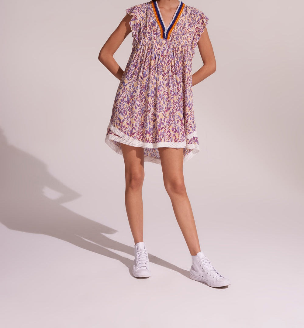 Blue viscose Mini Dress Sasha by Poupette St Barth featuring a stylish mini length and elegant design.