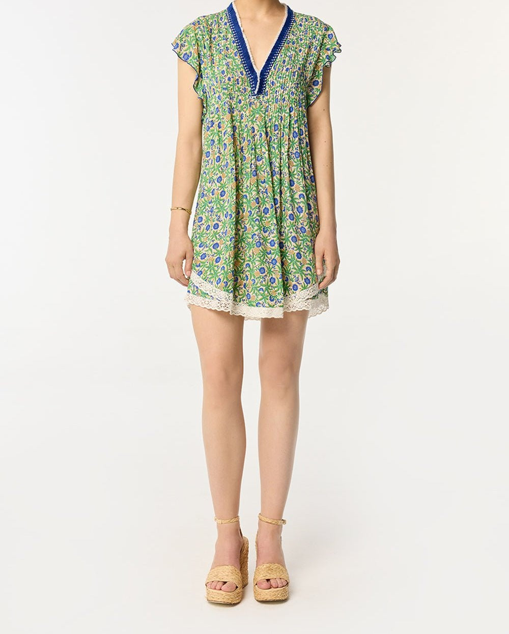 Blue viscose Mini Dress Sasha by Poupette St Barth, featuring a stylish and vibrant design perfect for warm weather.