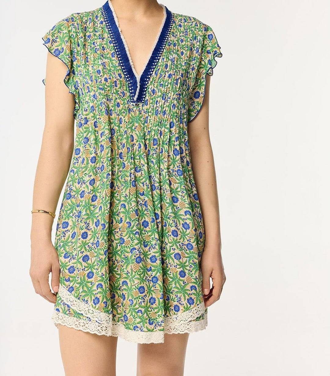 Blue viscose mini dress Sasha by Poupette St Barth featuring a stylish, casual fit perfect for warm weather.
