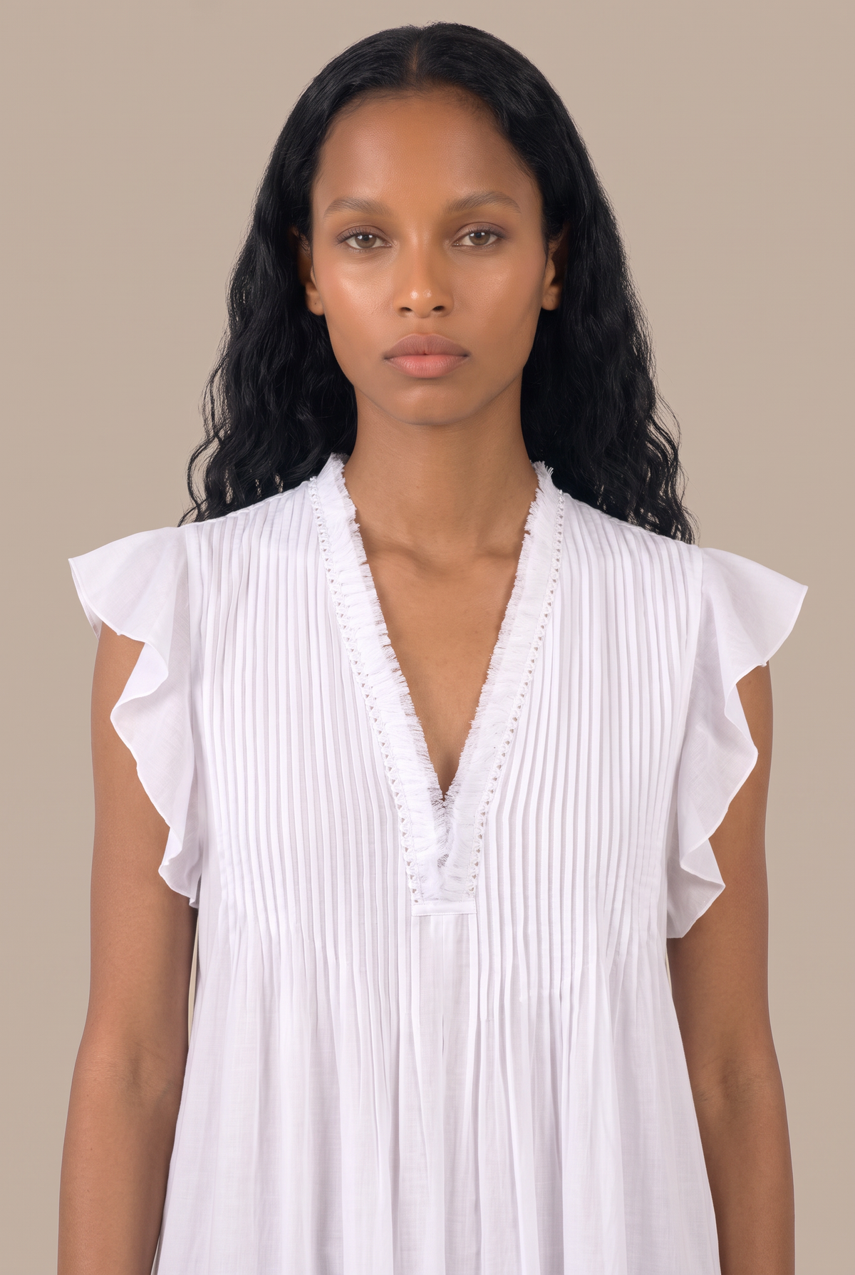 Optic white Mini Dress Sasha by Poupette St Barth featuring a stylish, fitted silhouette and chic short sleeves.