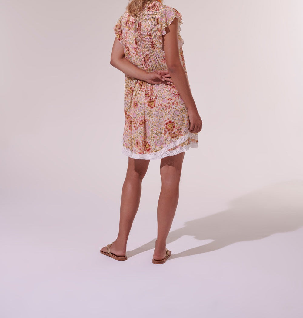 Yellow Poupette St Barth Mini Dress Sasha in viscose, featuring a short, stylish design with a relaxed fit and vibrant color.
