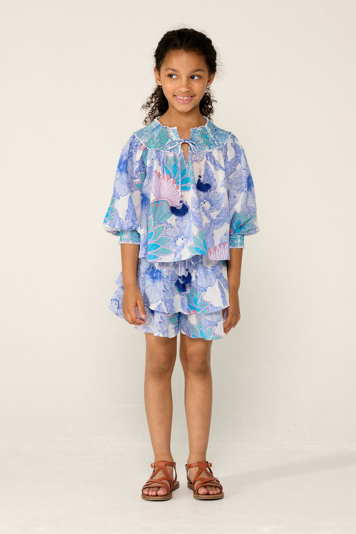 Girls' Blue Padang blouse – Blouse Ysee by Poupette St Barth, view 2