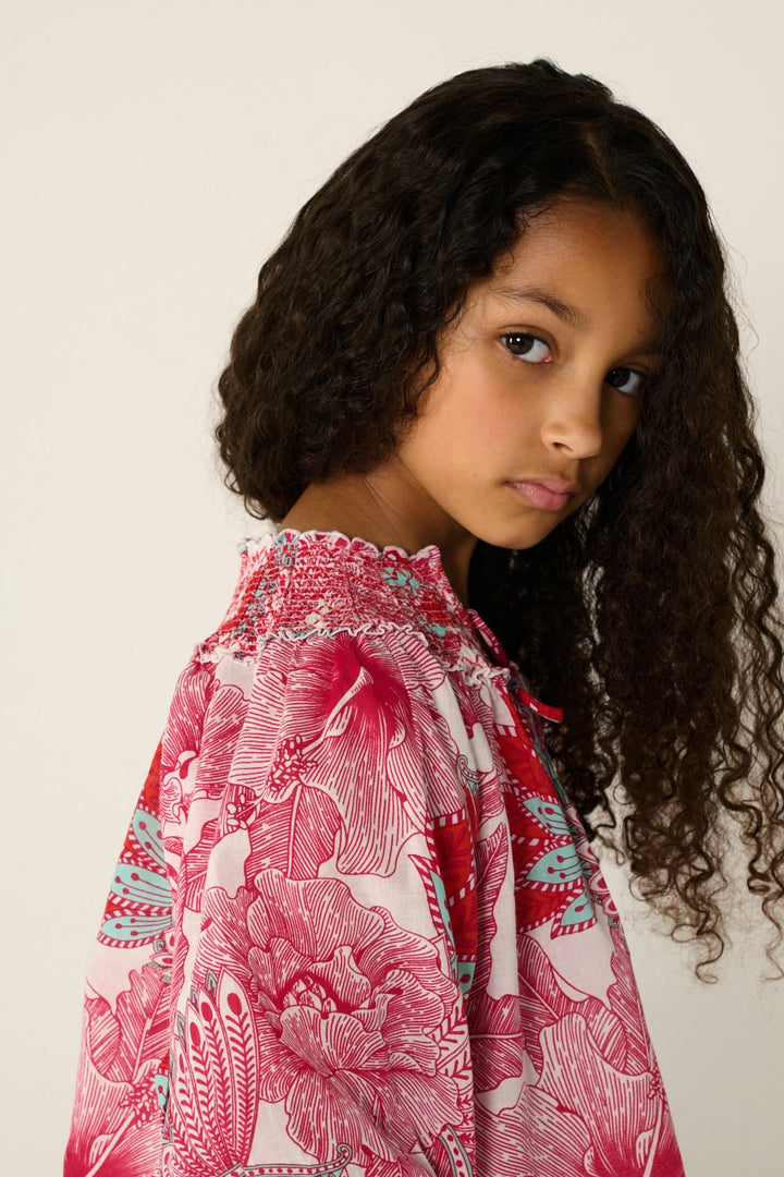 Girls' Pink Padang blouse – Blouse Ysee by Poupette St Barth, fabric detail