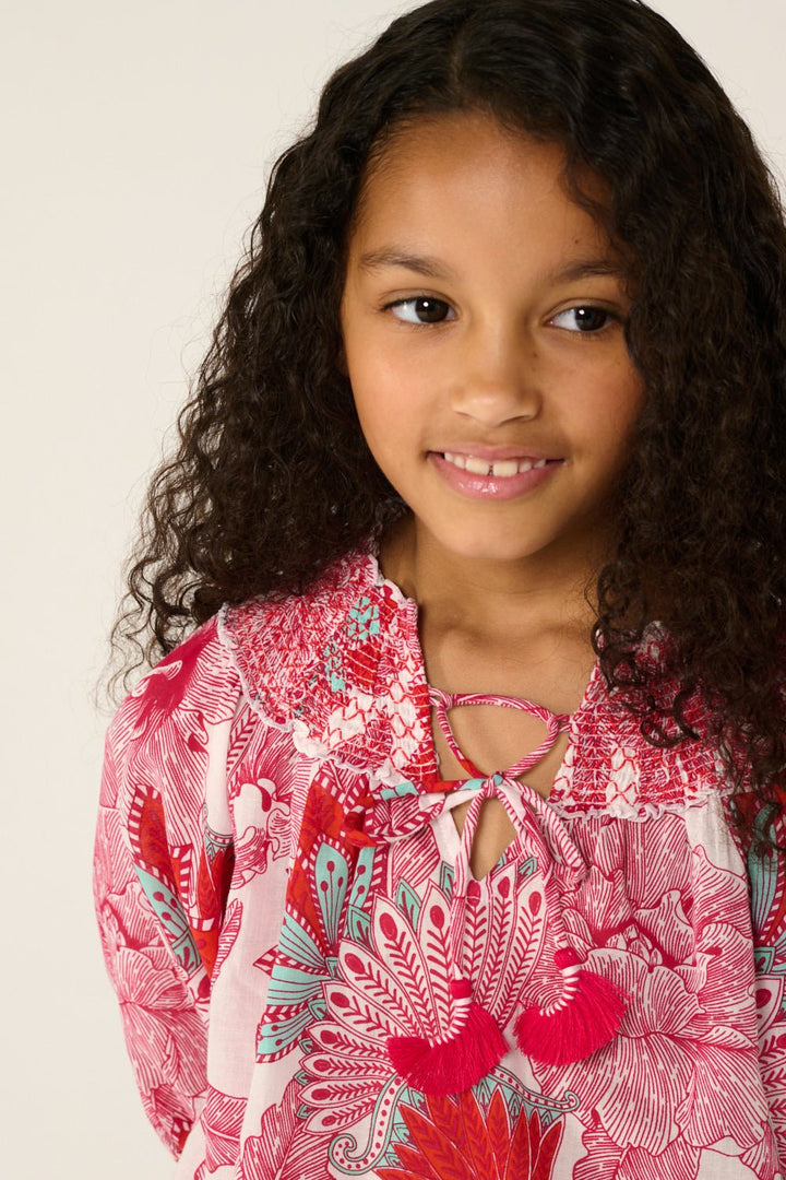 Girls' Pink Padang blouse – Blouse Ysee by Poupette St Barth, fabric detail