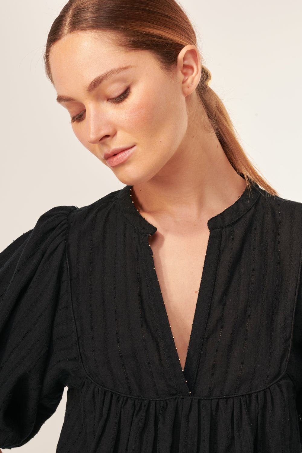 Black blouse – Blouse Flores by Poupette St Barth, view 3