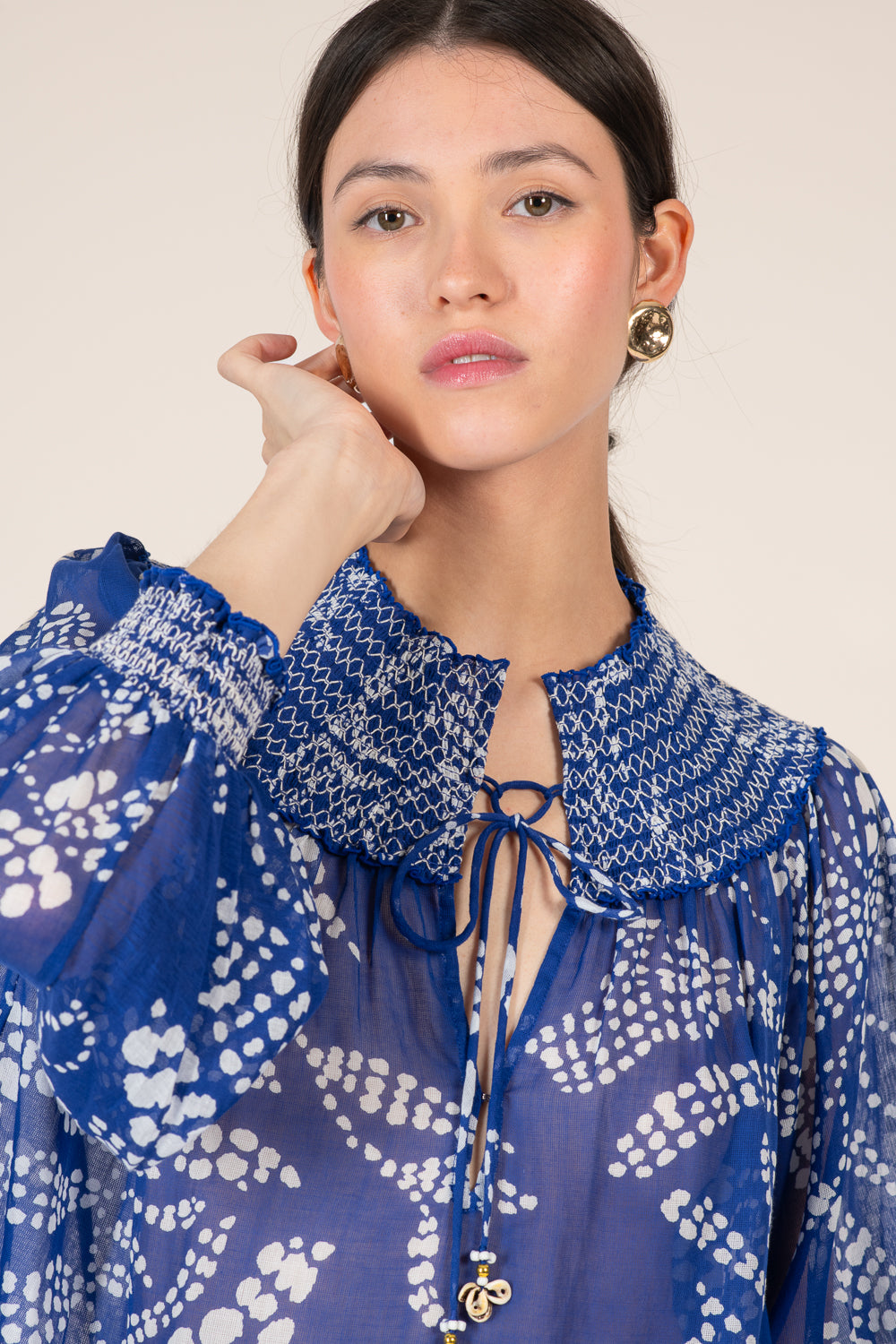 Blue Austral blouse – Blouse Ysee by Poupette St Barth, view 2