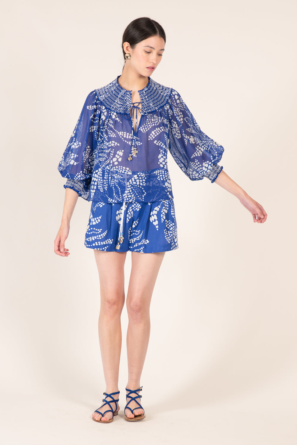 Blue Austral blouse – Blouse Ysee by Poupette St Barth, view 3