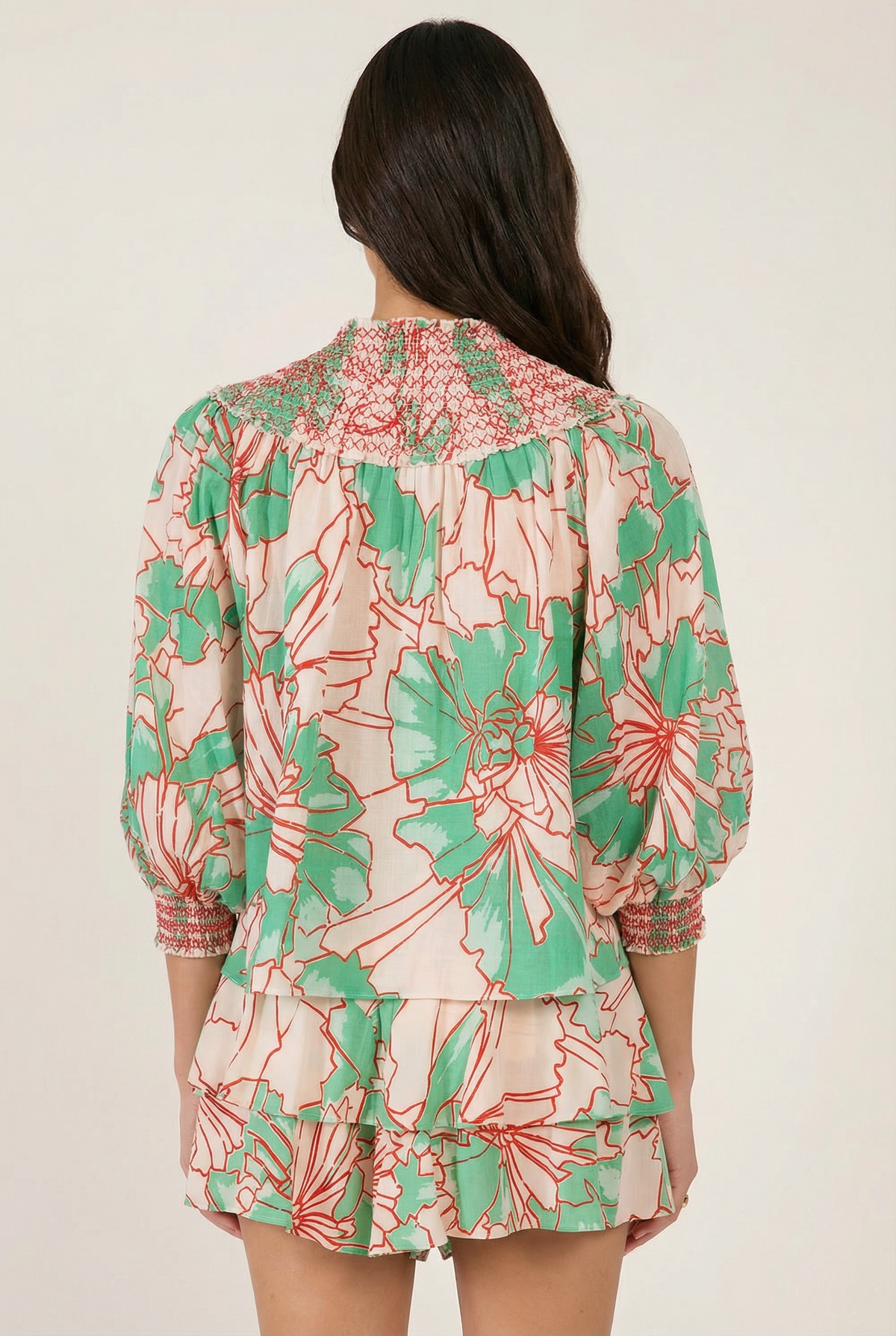 Green Petal cotton mousseline blouse by Poupette St Barth featuring a relaxed fit and delicate petal design.