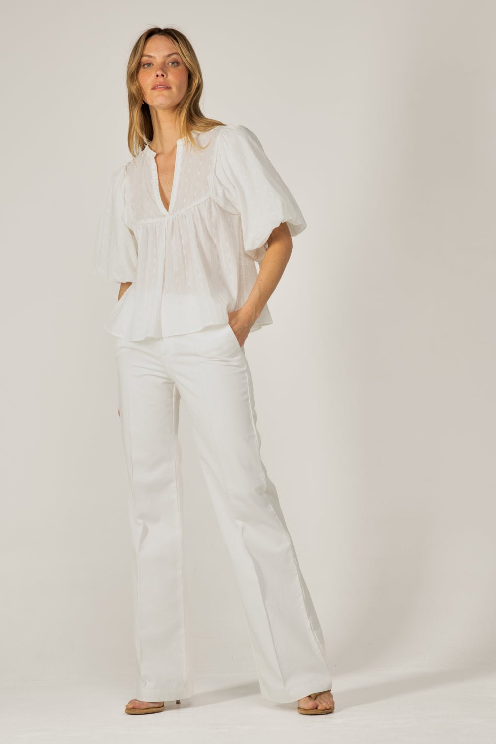 Natural White blouse – Blouse Flores by Poupette St Barth, fabric detail