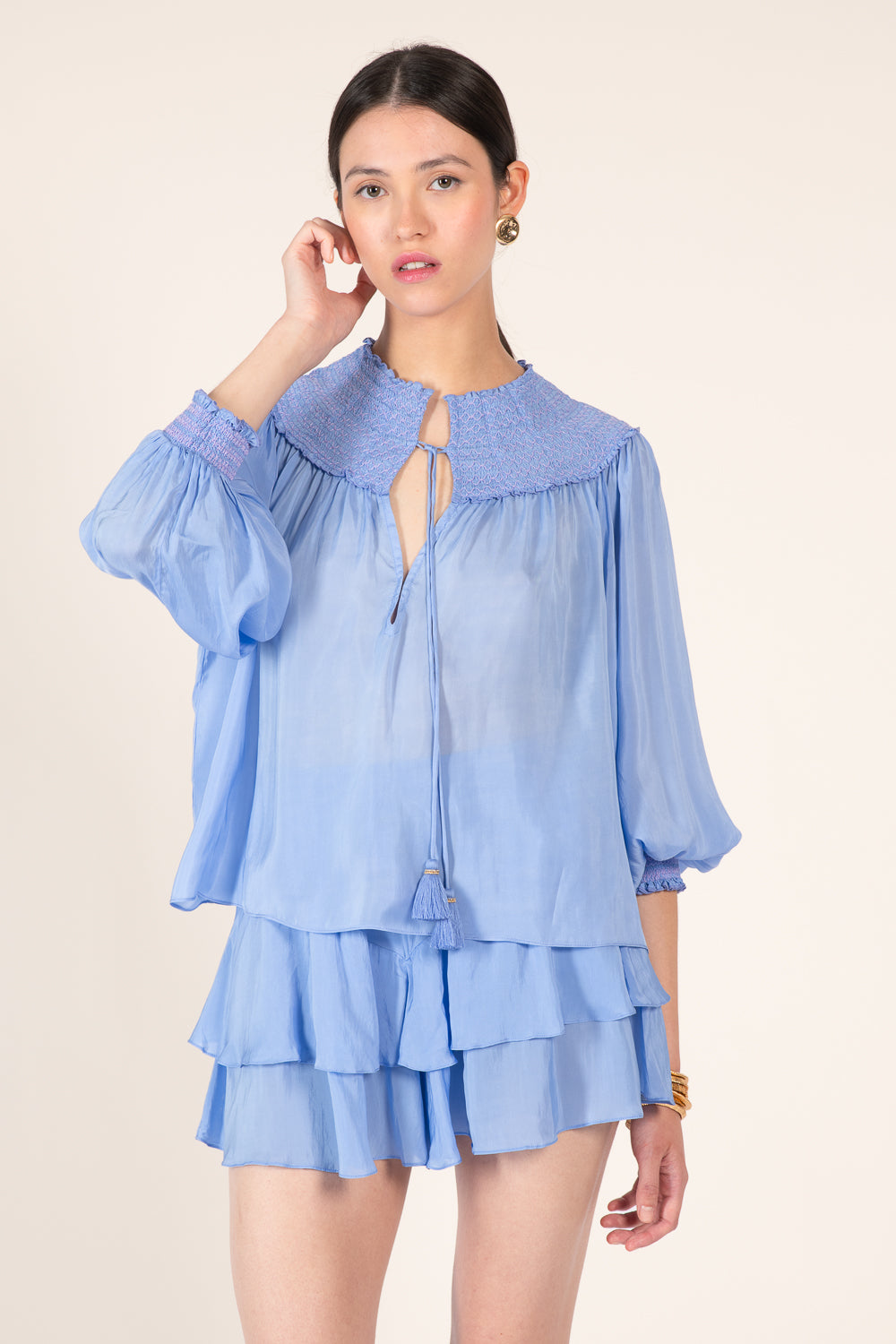 Persian Blue blouse – Blouse Ysee by Poupette St Barth, view 4