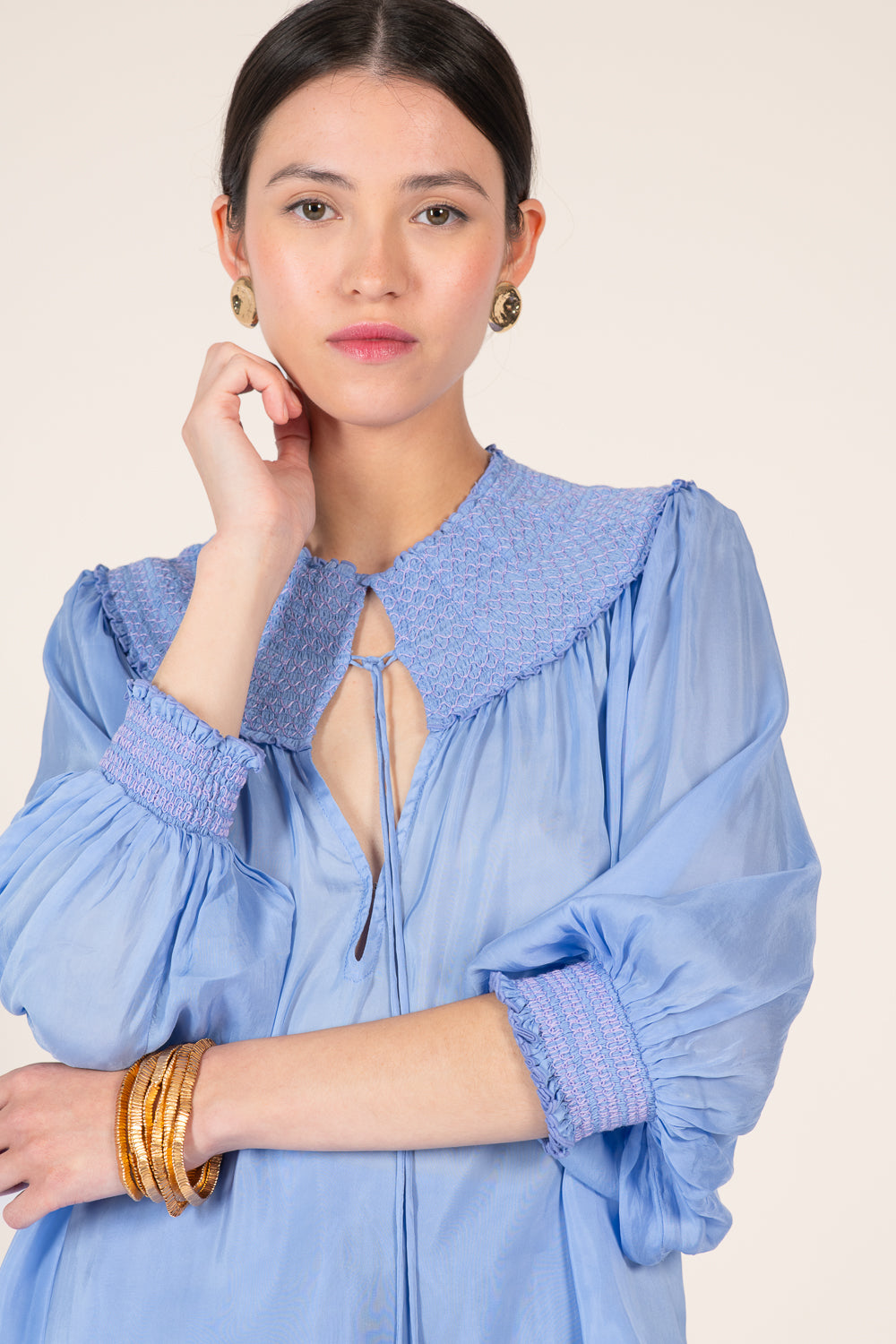 Persian Blue blouse – Blouse Ysee by Poupette St Barth, view 3