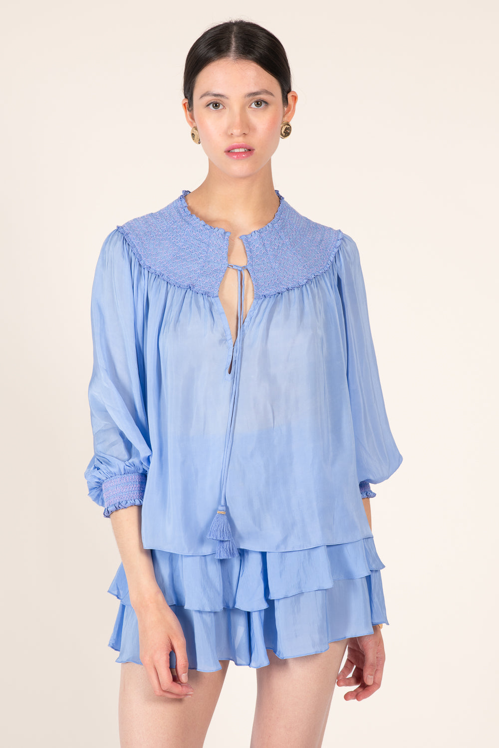 Persian Blue blouse – Blouse Ysee by Poupette St Barth, view 2