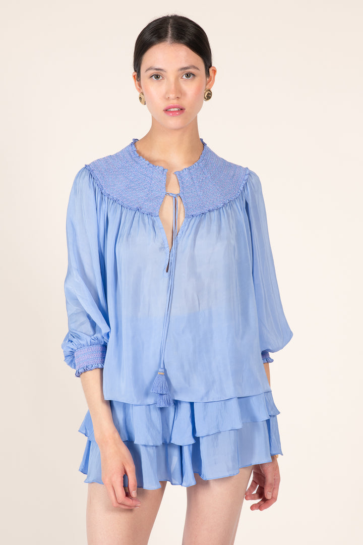 Persian Blue blouse – Blouse Ysee by Poupette St Barth, view 2