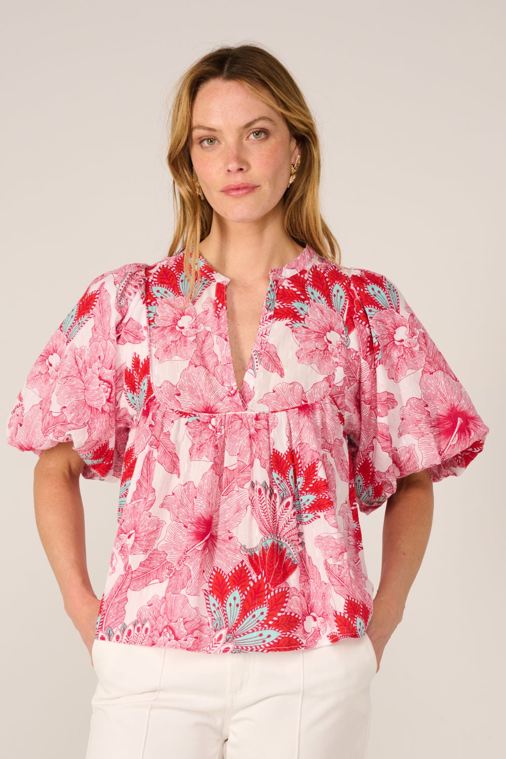 Pink Padang blouse – Blouse Flores by Poupette St Barth, view 2