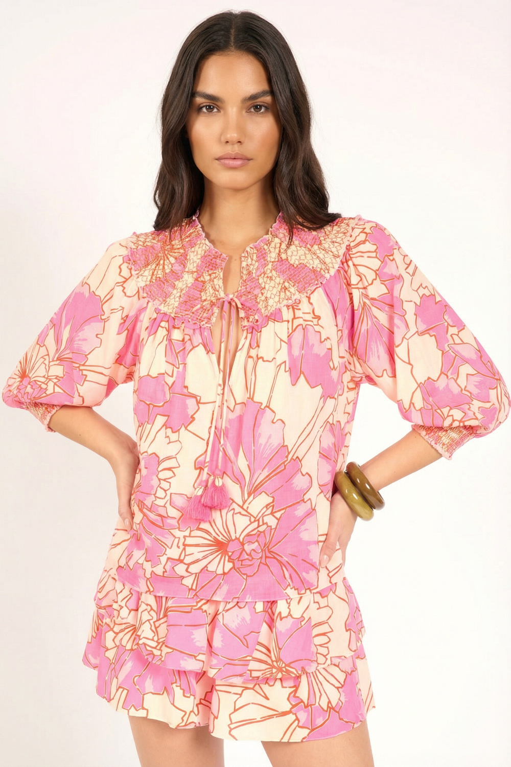 Pink Petal blouse – Blouse Ysee by Poupette St Barth, fabric detail