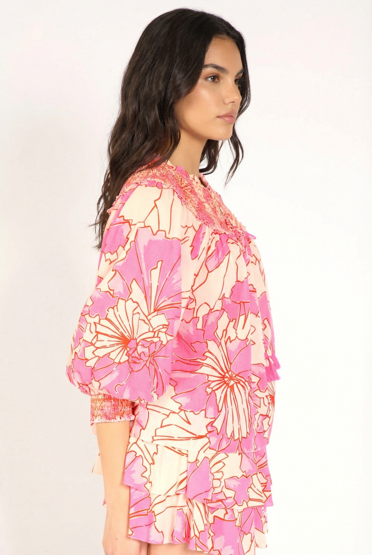 Pink Petal blouse – Blouse Ysee by Poupette St Barth, side view