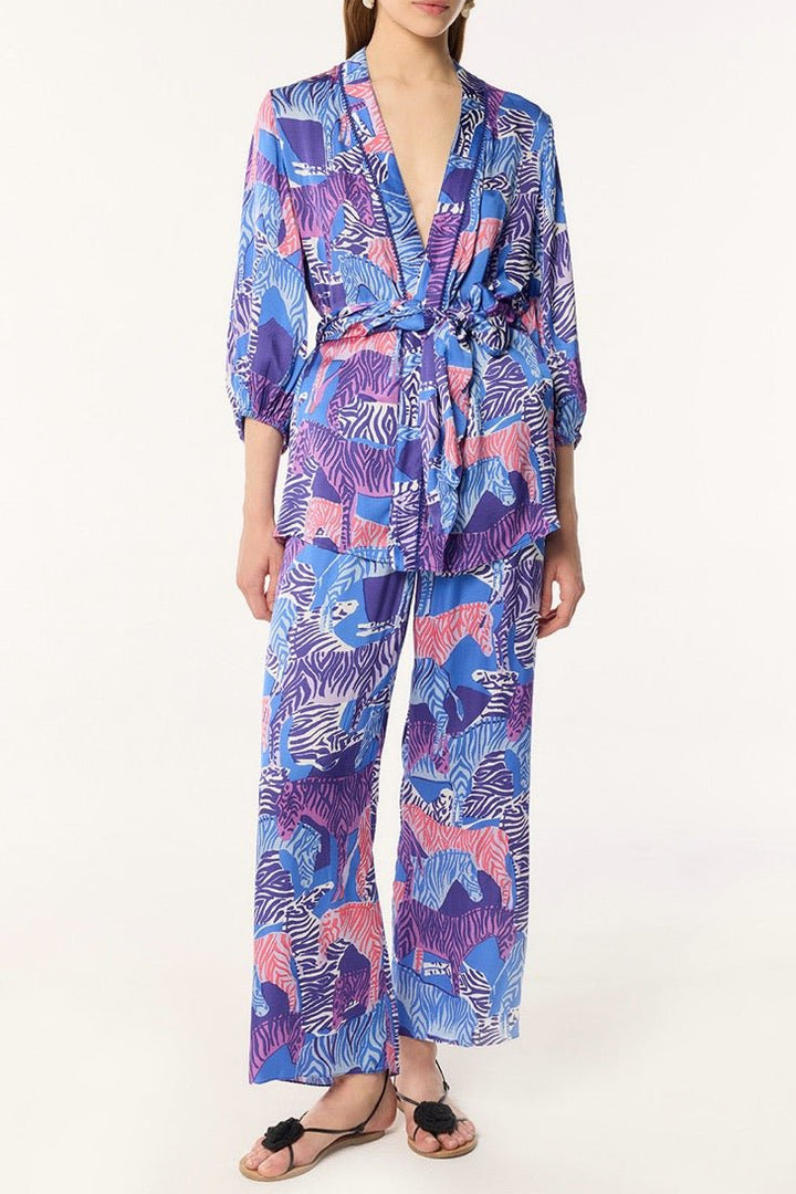 Blue Celie jacket by Poupette St Barth, stylish women's jacket with a vibrant design and comfortable fit.