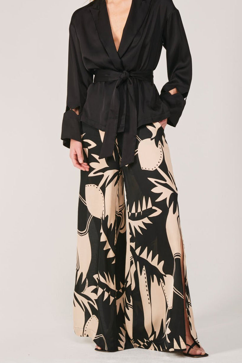 Black viscose satin cover-up jacket June by Poupette St Barth, lightweight with a sleek, elegant design.